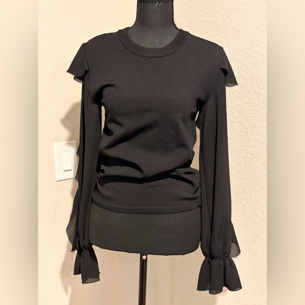 Zara Black Ruffle Sleeve Top